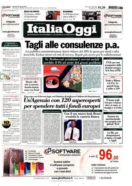 Italia oggi : quotidiano di economia finanza e politica